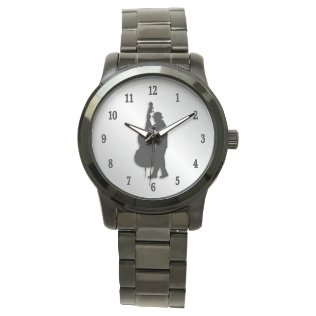 Reloj De Pulsera Músico de Bass Player Números negros (Anverso)
