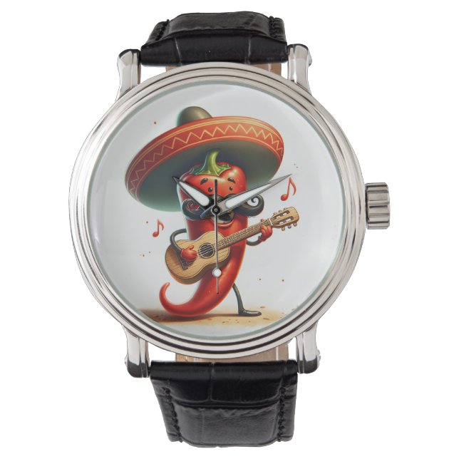 Reloj De Pulsera Músico de Pepper Chili Rojo (Anverso)