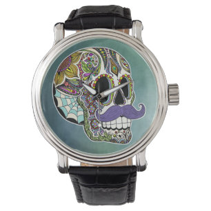 Reloj De Pulsera Mustache Sugar Skull Watch
