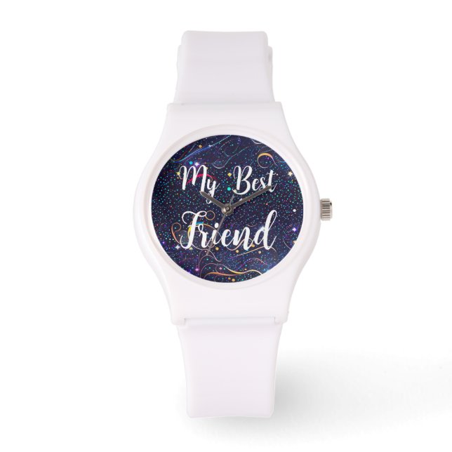Reloj De Pulsera Muster blau mit buntem Konfetti (Anverso)