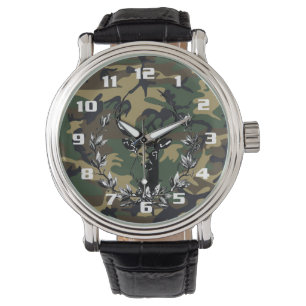 Reloj De Pulsera Muy Guay Deer On Woodland Camo Pattern