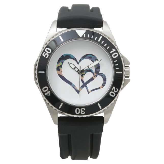 Reloj De Pulsera MVB Doble trendy Blue Camo Heart Design (Anverso)
