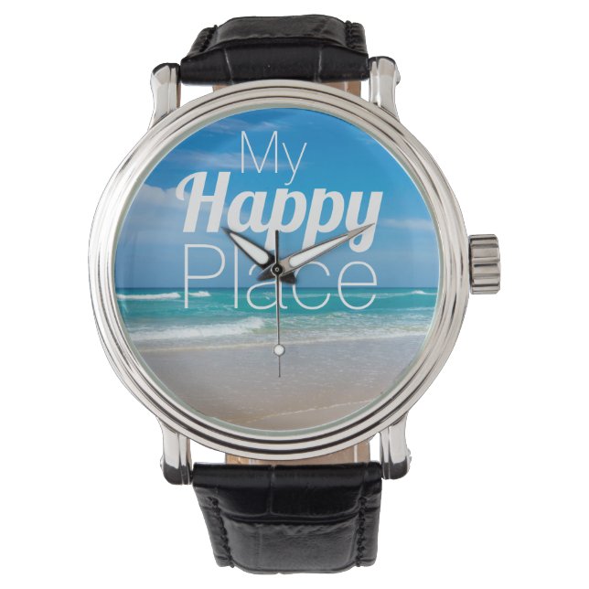 Reloj De Pulsera My Happy Place Hermosa Playa Turquesa (Anverso)