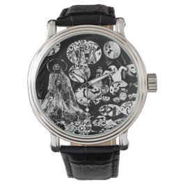 Reloj De Pulsera My Super Halloween black and white