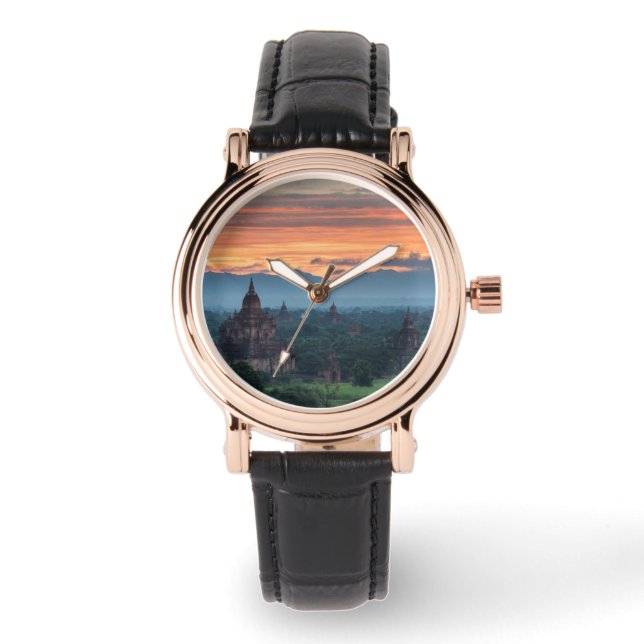 Reloj De Pulsera Myanmar, Amanecer en Bagan (Anverso)