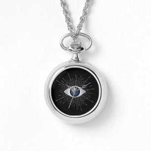 Reloj De Pulsera Mystic Silver y Blue Evil Eye Nazar Mati sobre neg