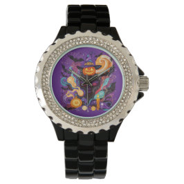 Reloj De Pulsera Mystical Halloween Witch and Pumpkin