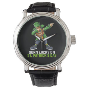 Reloj De Pulsera Nacido Afortunado en el Día de San Patricio Cumple