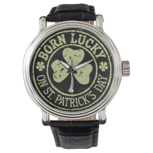 Reloj De Pulsera Nacido con Suerte el Día de San Patricio Cumpleaño