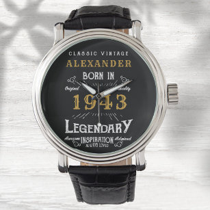 Reloj De Pulsera Nacido en 80 años 1943 Vintage Black personalizado