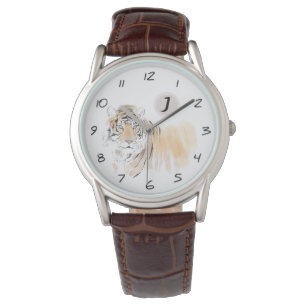 Reloj De Pulsera Nacimiento original del tigre acuarela chino 
