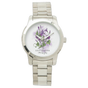 Reloj De Pulsera Nació flor en septiembre en gloria matutina