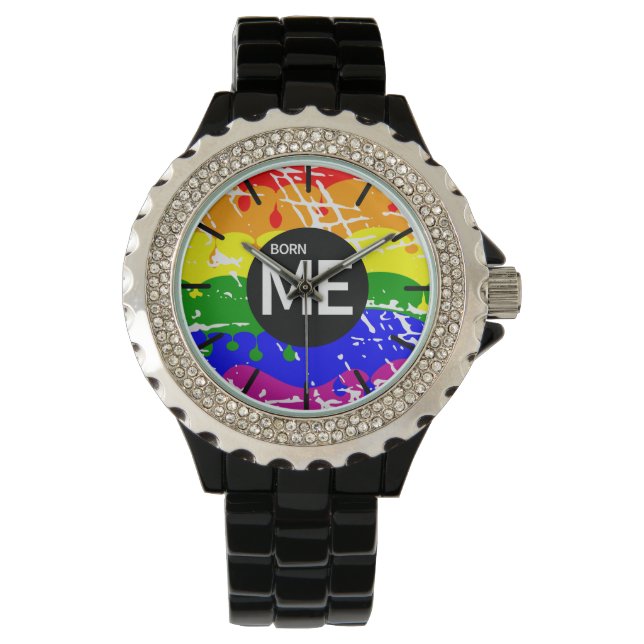 Reloj De Pulsera Nació la pintura de la bandera del Orgullo LGBT (Anverso)