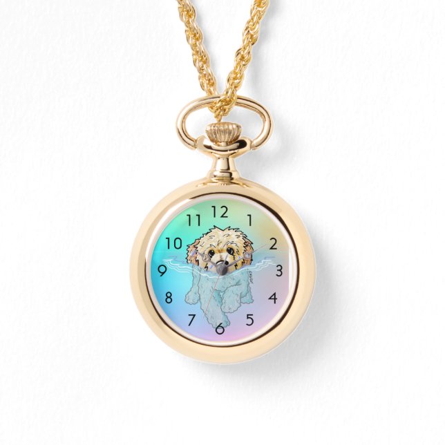 Reloj De Pulsera Nadando Goldendoodle DOODLEMOJI Watch (Anverso)