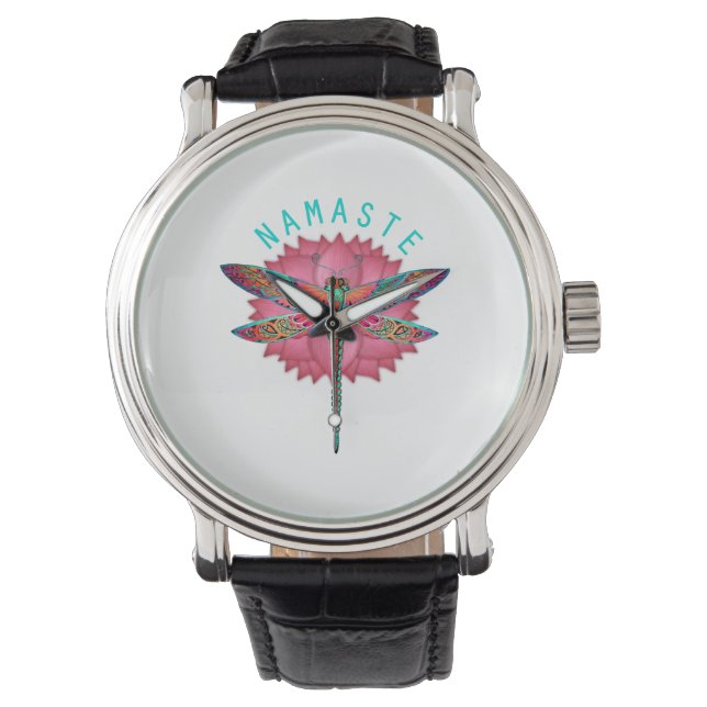 Reloj De Pulsera Namaste Lotus Dragonfly Yoga (Anverso)