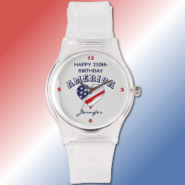 Reloj De Pulsera Name, Happy 250th Birthday America Clear Silicone