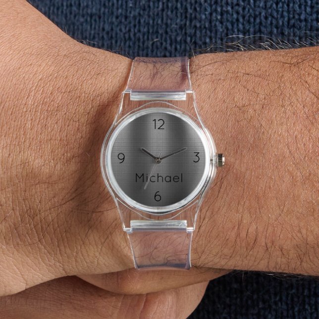Reloj De Pulsera Name, Men's Metal Grid Effect Clear Silicone Watch (Subido por el creador)