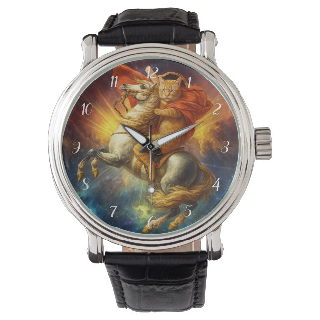 Reloj De Pulsera Napoleon Cat Riding Horse Through Galaxy           (Anverso)