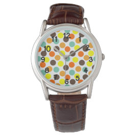 Reloj De Pulsera Naranja, amarillo, marrón, puntos azules