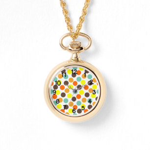Reloj De Pulsera Naranja, amarillo, marrón, puntos azules