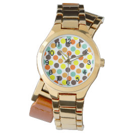 Reloj De Pulsera Naranja, amarillo, marrón, puntos azules