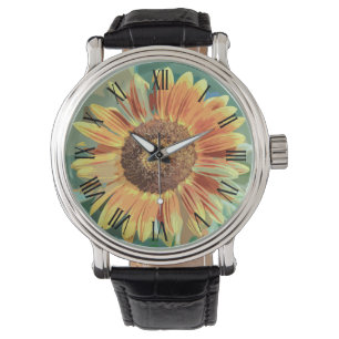 Reloj De Pulsera Naranja amarillo vintage girasol  Vigilancia mascu