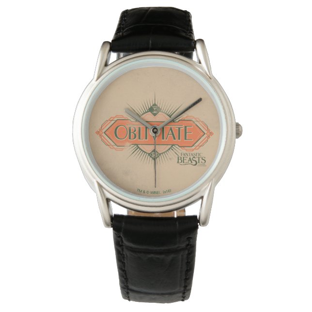 Reloj De Pulsera Naranja Art Deco Obliviate Spell Graphic (Anverso)