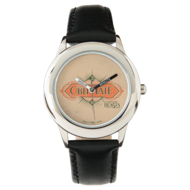 Reloj De Pulsera Naranja Art Deco Obliviate Spell Graphic (Anverso)