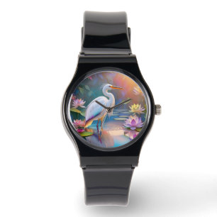 Reloj De Pulsera Naranja Billing White Heron Fantasy Bird