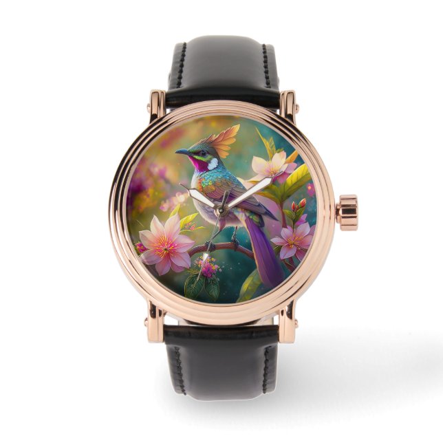 Reloj De Pulsera Naranja Creste Arco Iris Jay Fantasy Bird (Anverso)