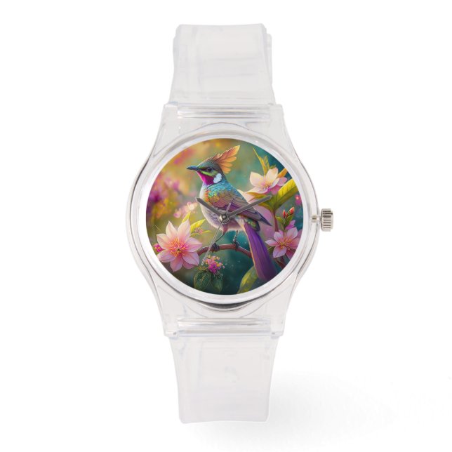 Reloj De Pulsera Naranja Creste Arco Iris Jay Fantasy Bird (Anverso)