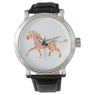 Reloj De Pulsera Naranja de cebra y silueta blanca