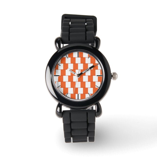 Reloj De Pulsera Naranja de líneas confusas (Anverso)