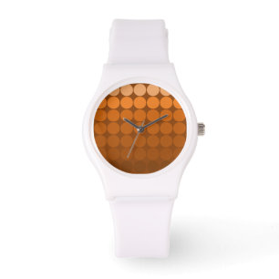 Reloj De Pulsera Naranja de puntos pop de macho, Mocha, Círculos pa