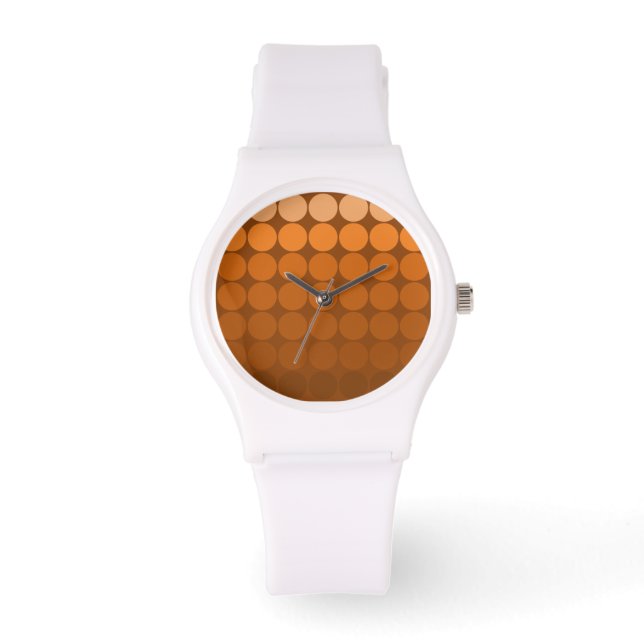 Reloj De Pulsera Naranja de puntos pop de macho, Mocha, Círculos pa (Anverso)