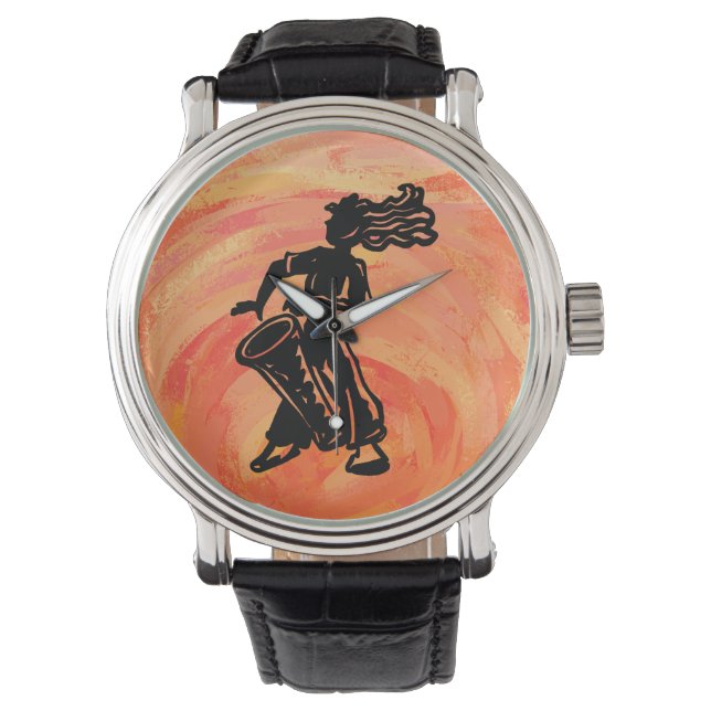 Reloj De Pulsera Naranja del tambor de las noches de boogie en Nuev (Anverso)
