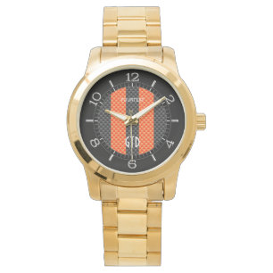 Reloj De Pulsera Naranja deportivo personalizado Stripes Carbon Sty