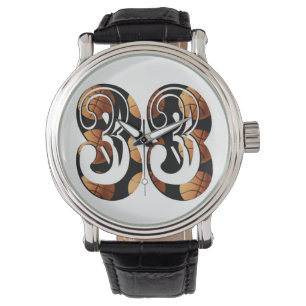 Reloj De Pulsera Naranja dimensional Número 33 de baloncesto negro,