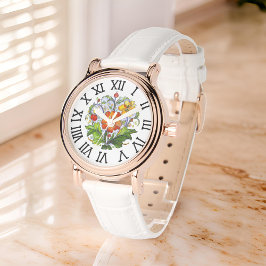 Reloj De Pulsera Naranja Flor Amarilla Bouquet Italiana Deruta Moti