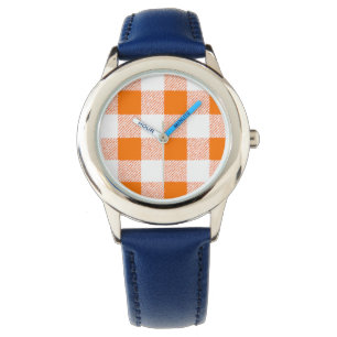 Reloj De Pulsera naranja gingham check