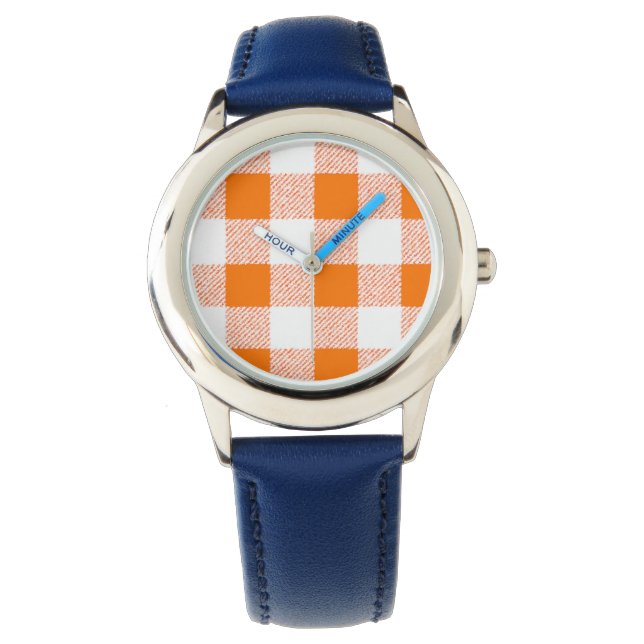 Reloj De Pulsera naranja gingham check (Anverso)