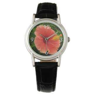 Reloj De Pulsera Naranja Hibiscus Flower Tropical Floral