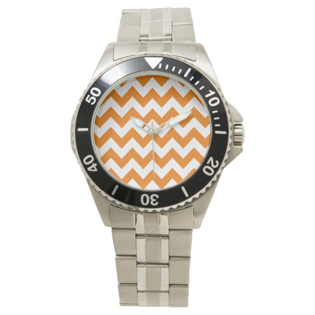 Reloj De Pulsera Naranja negrita Chevron (Anverso)