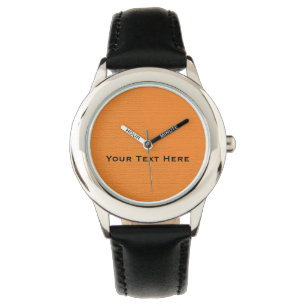 Reloj De Pulsera Naranja personalizada en Black Strap Kids Watch