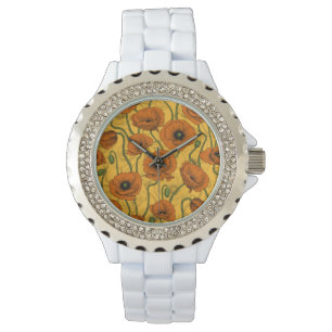 Reloj De Pulsera Naranja Poppies