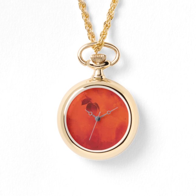 Reloj De Pulsera Naranja quemado Persimmon Abstrato de hojas otoño (Anverso)