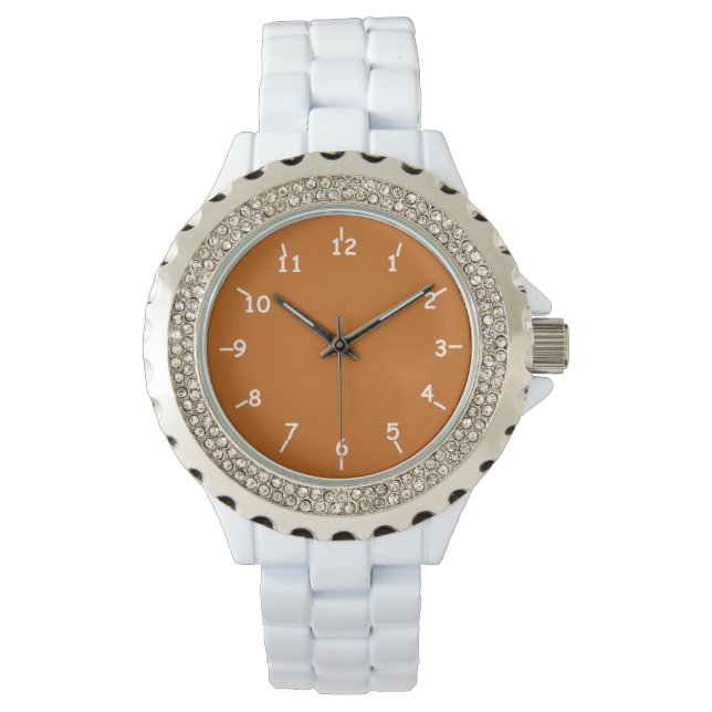 Reloj De Pulsera Naranja quemado y blanco (Anverso)