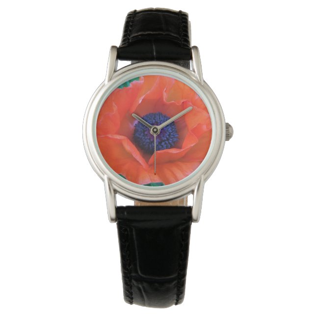 Reloj De Pulsera NARANJA rojo oriental POPPY — (Anverso)