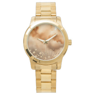 Reloj De Pulsera Naranja Stormy Sky Little Flowers Writs