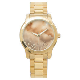 Reloj De Pulsera Naranja Stormy Sky Little Flowers Writs